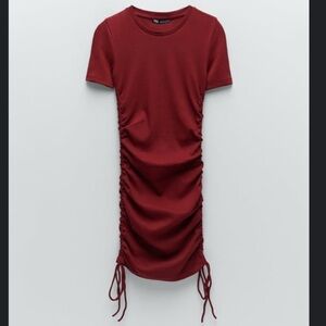 Zara Ribbed Bodycon Stretchy Mini Dress with Ties Sz S